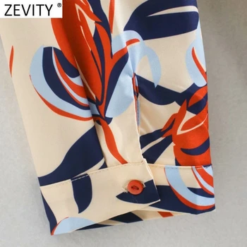Zevity Novo 2020 Ženske Mode V Vratu Cvjetnim Tiskanja Zapenjanje Shirt Obleko Urad Dame Pasu Čipke Vestido Priložnostne Obleke DS4786