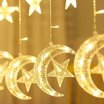 Luna Star LED Niz Luči Garland EID Mubarak Ramadana Luči Islamskih Islamski eid Al Adha in Ramadana Stranka Dekoracijo