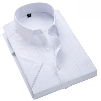 Poletje Priložnostne Kratek Rokav Srajce Moške Redno Fit Prugasta Poslovnih Delo Belo Obleko Majice