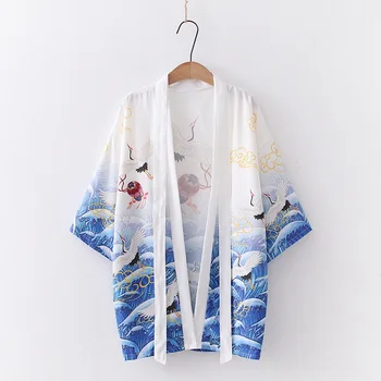 Japonski Kimono jopico ženske yukata ženski arajuku kawaii oblačila bluzo majica obi