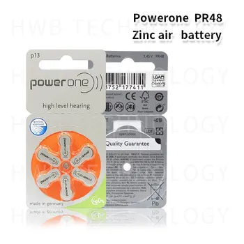 1pack(6pcs )Visoke Kakovosti Pravega PowerOne PR48 P13 A13 S13 cink-zrak gumb baterija za Slušni aparat, Brezplačna Dostava!