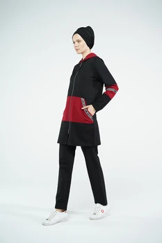 Eofashion Islamske Obleko Muslimanske Ženske Dolg Rokav Burgundija Sportwear S Kapuco In Hlače, Plus Velikost Visoke Kakovosti Sweatwear