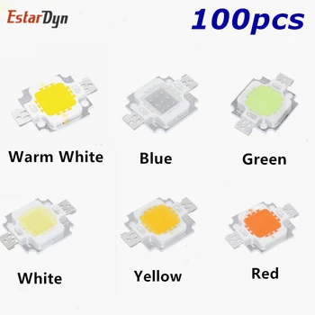 100 KOZARCEV 10W bela/topla bela/Rdeča/zelena/modra/rumena Led čip 10w Žarnica kroglice 10W čip led 10W LED čip, Integrirano High power