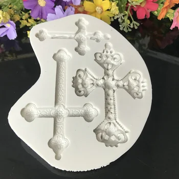 3D Križ Obliko Silikonsko Plesni Cupcake Torto Fondat Okrasitev Orodja za Krst Baby Tuš svate Dobave Fondat Plesni