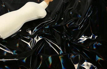 Barvita svetlo črno pu Mavrica film tkanine Ogledalo odsevna oblačila nepremočljiva Oblikovalec Navzdol jakno, usnje, tkanine
