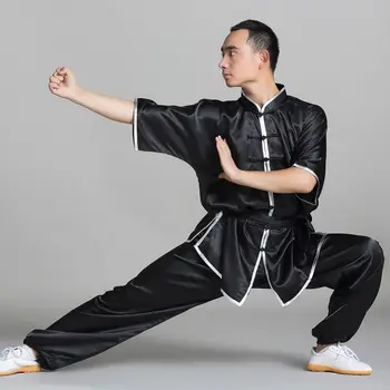 Moški, Ženske, Otroci, Fantje, Kratek Rokav Taiji ClothesTai Chi Obleke Wushu Oblačilo Tang bo Ustrezala Kung Fu Enotno Borilne veščine Vrh+hlače Komplet