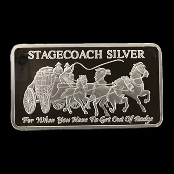 10 kos nemagnetni Stagecoach srebrnimi palicami 1 OZ silver plated kovanec ingot značko 50 mm x 28 mm ingot zbirateljske dekoracijo bar