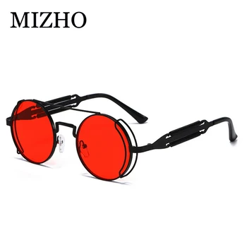 MIZHO 2020 Letnik Moški sončna Očala Ženske Retro Punk Stil Krog Kovinski Okvir Pisane Leče, sončna Očala Modnih Očal, Hip Hop
