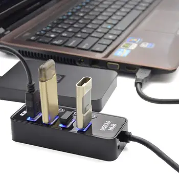 Super Hitrost 4 Ports USB 3.0 Hub Pogon USB Razdelilnik S 1 Polnjenje prek kabla USB Port Posameznih On/Off Stikala Z NAPAJALNIK