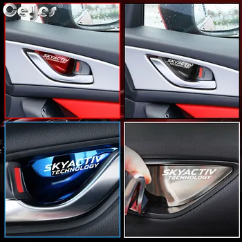 Ceyes Avto Chrome Styling Oprema Ročaj Vrat Zapestje Skledo Trim Nalepke Primeru Za Mazda Tehnologijo Skyactiv CX 5 CX5 CX3 6 Axela