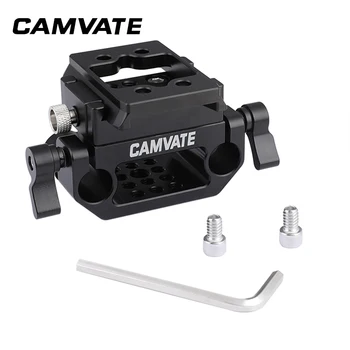 CAMVATE Manfrotto Hitro Sprostitev Adapter Baseplate & Pomični Nosilec Tablice Z 15 mm Dvojno Palico Objemka Za DSLR Fotoaparat Sistem za Podporo