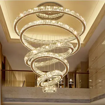 2021 NOVE Luksuzne Moderen Lestenec Razsvetljavo Diamantni Prstan Velike Stopnice Light Crystal LED Lučka za Dekoracijo Doma svetlobna telesa