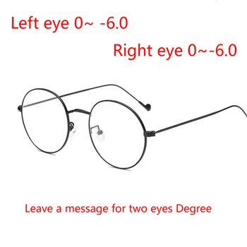 1.56 Asferični Žensk Krog Kovinskih Očal Okvir S Stopnjo Moda Ultralahkih Končal Kratkovidnost Očala -1.0 -1.5 -2.0, Da -6.0