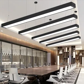 LED lestenec urad razsvetljava razsvetljava visi linijo sodobno minimalistično restavracija trakovi iz aluminija lestenec projekta led luči