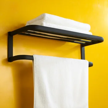 Črna brisačo imetnik medenina preprost stil baker Kopalnica brisačo rack visi Strojne opreme