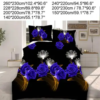 3pcs Posteljnina Nabor luksuzni 3D Rose Bombažna Posteljnina določa Posteljo Stanja Rjuhe Kritje Prevleke Pokrovček nastavite Kralj Twin Kraljica velikosti Bedspread