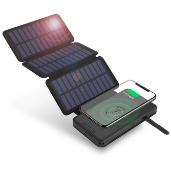 20000mAh solarnimi Moči Banke Qi Brezžični Polnilnik Powerbank Za iPhone 11 pro X Xs 8 Samsung Xiaomi Poverbank s Svetilko