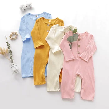 Otroške igralne obleke za Malčke Cotton Candy barve Otroška Oblačila Dekle, Fantje Dolgo Rokavi Trdna Baby dekleta Sleepsuits 0-18 Mesecev
