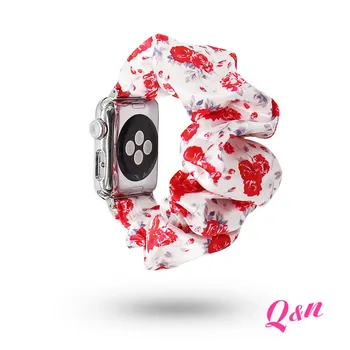 Elegantno White&Black saten Apple Watch Scrunchie band za dekleta Elastična Scrunchie Watch Band 38/40 mm 42/44m