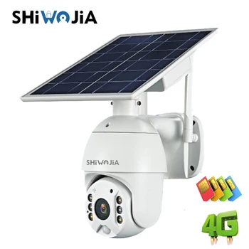 SHIWOJIA 4G 1080P HD solarnimi Prostem Spremljanje Nepremočljiva CCTV Kamere Pametnega Doma dvosmerno Glasovno Vdorov Alarm Dolgo Pripravljenosti