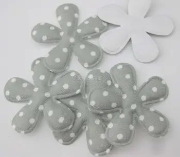PANVEO 100 kozarcev natisnjene pike saten tkanine 4 cm oblazinjeni cvet appliques hairclip DIY obrti dekoracijo