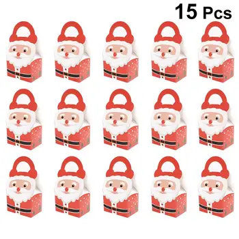 15PCS Božič Embalaže Lepe Škatle Santa Claus Sladkarije Posodo Risanka Darilo Tote Vrečko za Shranjevanje Polje za Chistmas Večer Stranka