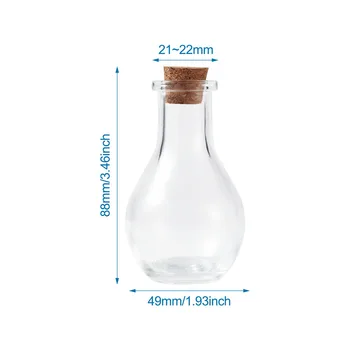 2pcs Jasno Žarnica Oblika Steklenice za Noge Posode s Tamponi za Nakit Embalaže,o 88x49mm,Luknjo:15 mm