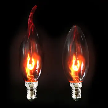 10PCS LED Edison Žarnica E14 E27 3W C35 Plamen, Ogenj Razsvetljavo Letnik Utripanje Vpliva Volfram Roman Sveča Nasvet Žarnica Oranžna Rdeča