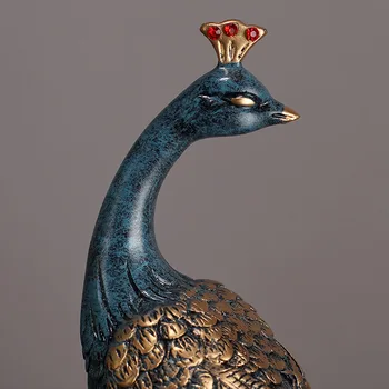 Kitajski Starinsko Gilded Pavi Kip Smolo Živalske Skulpture, Soba Dekor Fengshui Okras Doma Okrasni Dodatki