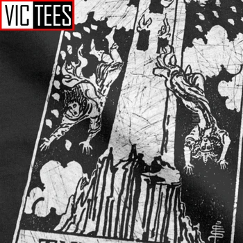 Moška T-Shirt Stolp Tarot Kartice Večjih Arcana vedeževanje Okultno Letnik Bombaž Tshirt Debelo