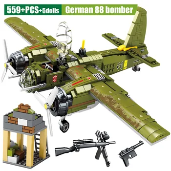 Vojaške P38 Razsvetljavo Borec določa Letalo Model gradniki WW2 nemški Bombnik Številke DIY Opeke Igrače Za Otroke