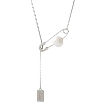 OBEAR Silver Plated Moda Ustvarjalne Pin Pearl Obesek za Ogrlico Ženske Dekle Elegantno, Šarmanten Nakit Dodatki