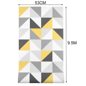 Odstranljiva Sivo Rumena Spalnica Steno Papir za Ozadje Trikotnika Geometrijske Sodobne Geo Print Non-samolepilne Tapete 9.5 M Roll