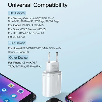 !ACCEZZ Hitro Polnjenje 3.0 USB Polnilec Za iphone 8 Hitro Polnjenje Za Samsung Huawei Univerzalno Telefon EU Plug Potovalni Napajalnik