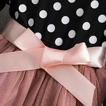 LZH 2021 Jeseni, Pozimi Srčkan Polka Dot Princesa Obleko Modne Lok Otroci Obleke Za Dekleta Priložnostne vsak Dan Doma Neto Preja Otroška Oblačila