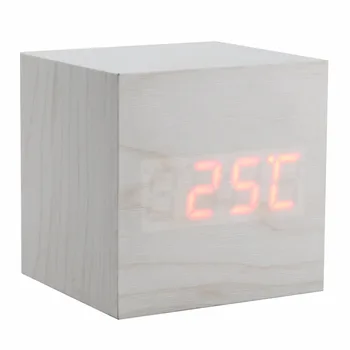 USB/AAA Pogon Cube LED Digitalni Alarm Lesa Ura Kvadratnih Sodobni Zvočni Nadzor Lesa Ura Prikaz Temperature Ponoči Luči Lučka