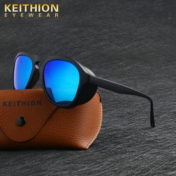 KEITHION 2020 Retro Krog Polarizirana sončna Očala blagovne Znamke Oblikovalec Letnik Steampunk Očala Zrcali Pogon UV400 Zaščito Buljiti