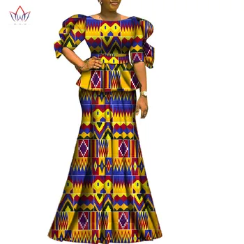 2 Kos Določa Ženska Obleke Moda Dashiki Bombaž Vrh & Krilo Afriška Oblačila Bazin Plus Velikost Lady Oblačila za Stranke WY6729
