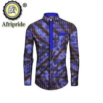 2020 Afriške srajce za moške dolg rokav afriške tiskanja oblačila dashiki vrhovi formalno bluzo moških srajc slim fit AFRIPRIDE S1912001