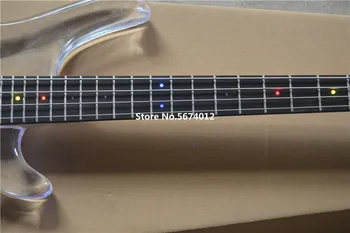 Novo po meri akril 4 strunski bas kitara zaprta pick-up z barvnimi led vložki za brezplačno dostavo