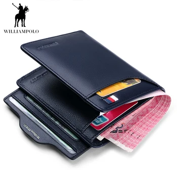 Williampolo Denarnice moške kratke usnjene ultra-tanko navpično usnjene denarnice vozniško dovoljenje imetnika kartice