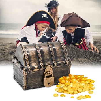 1/2Pcs Pirat Zaklad Škatla za Shranjevanje Trinket Spominek Zaklad Primeru Retro Plastične Nakit za Shranjevanje Organizator Stranka Rekviziti Darilo