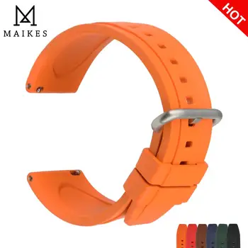 MAIKES Hitra Dostava 20 mm 22 mm Oranžna Fluor Kavčuk Watch Trak Moški Ženske Hitro Sprostitev Pomlad Bar Šport Nepremočljiva Watchband