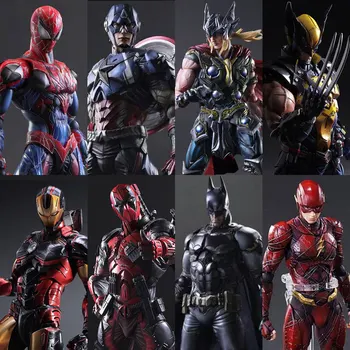Igrajo Umetnosti Marvel Super Junak o 27 CM Deadpool Batman Iron Man Wolverine Black Widow Hobiji Model Akcijskega Igrača Številke