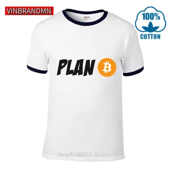Poletne Moške Plan B Cryptocurrency Bitcoin zabavne Majice za Moške BTC Cryptocurrency majica Classic Rojstni dan Darila Bitcoin TShirt