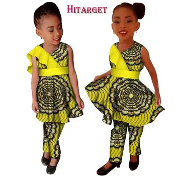 Nova Dekleta Plus Velikost Afriška Oblačila, Obleke, Vestidos Dashiki Afriške bazin riche Vosek Tiskanja Splice Obleke in Hlače Določa WYT124