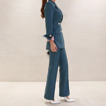Nova jesenska moda za ženske visoke kakovosti temperament obleko in modne trdna slim hlače za delo slog elegantno letnik urad sopihanje obleko