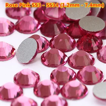 Brezplačna Dostava ss3 - ss34(1.2 mm - 7.4 mm), ki Niso sprotni Popravek ab Rose Pink Kristalno Okrasnih Flatback 1440pcs Kristalno Nail Art Nosorogovo