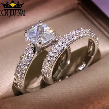 2/pcsHigh kakovosti par obletnico AAAA bela cirkon poročni prstan ženski nevesta nakit darilo diamant obroči za ženske