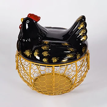 Ustvarjalne zlata jajca za shranjevanje košarico z kokoš obliko pokrov sadja, zelenjave, votli nosilec posode kuhinja hrane zbiranje dobave